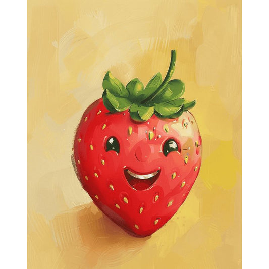 Happy Strawberry | Paint by Numbers-Paint by numbers