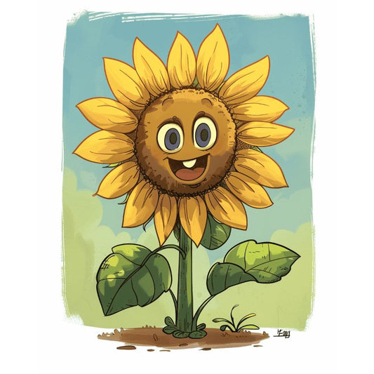 Happy Sunflower | Paint by Numbers-Paint by numbers