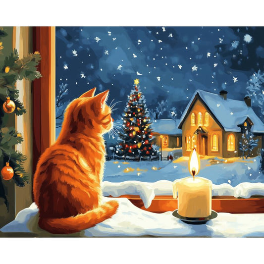 The Cat by the Candlelight | Paint by Number-Paint by numbers