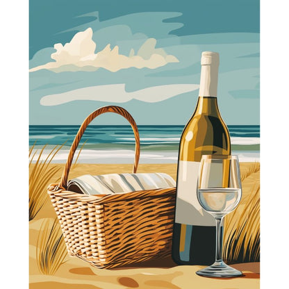 Wine by the Beach | Paint by Numbers-Paint by numbers