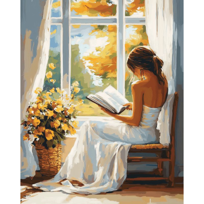 Reading by the Window | Paint by Numbers-Paint by numbers