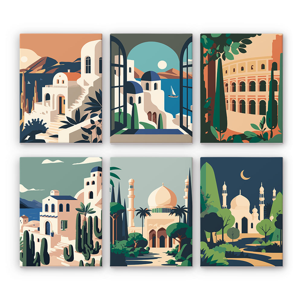 6 Mini Paintings | Beautiful Landscapes Set-Paint by numbers
