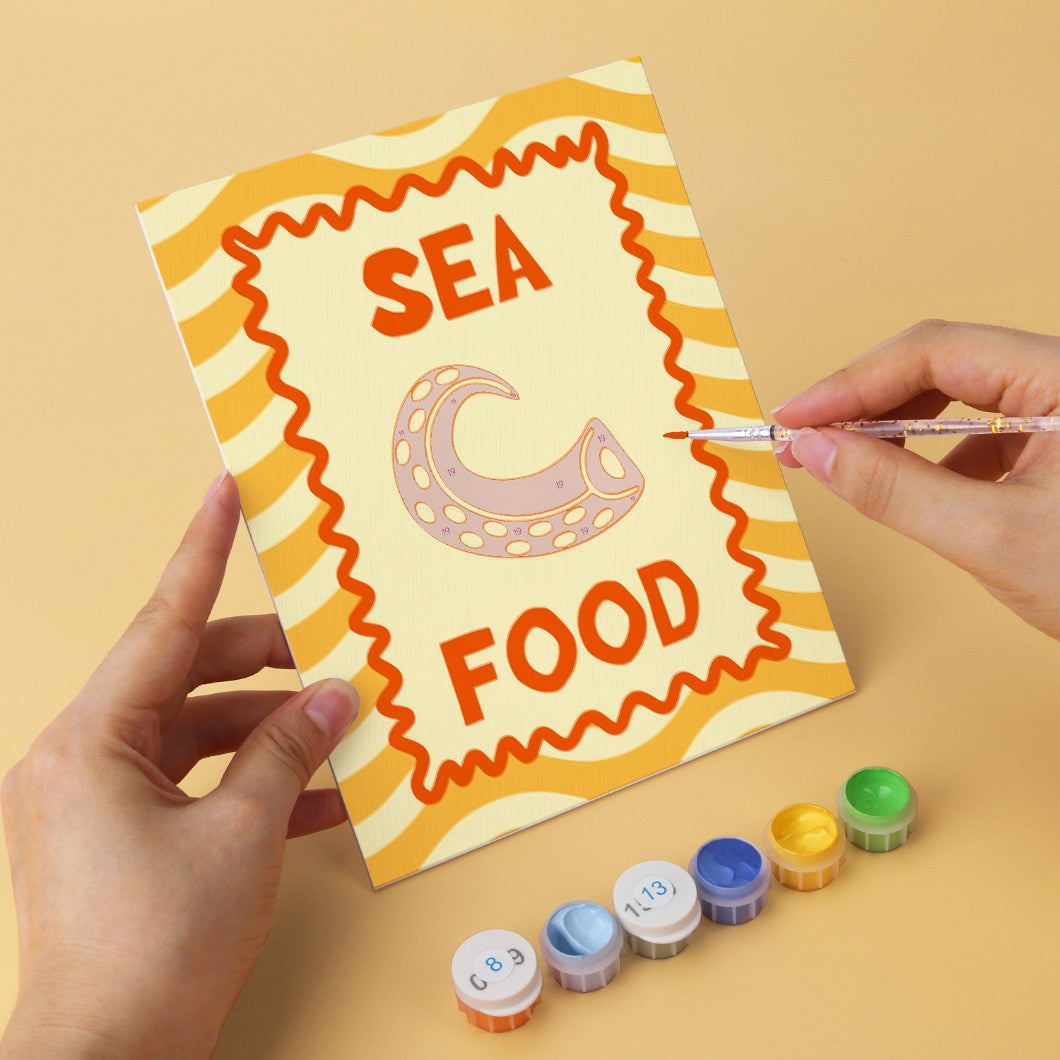 6 Wooden Board Mini Paintings – Mediterranean Catch