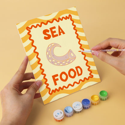 6 Wooden Board Mini Paintings – Mediterranean Catch