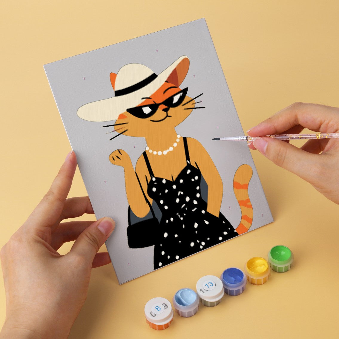 6 Wooden Board Mini Paintings – Fashionable Felines