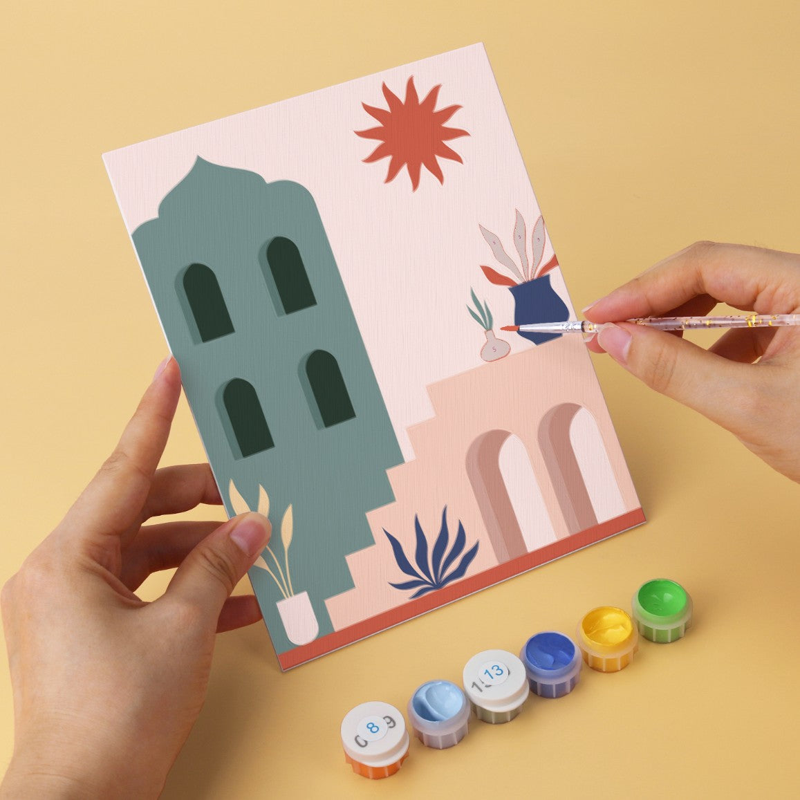 6 Wooden Board Mini Paintings – Desert Doorways