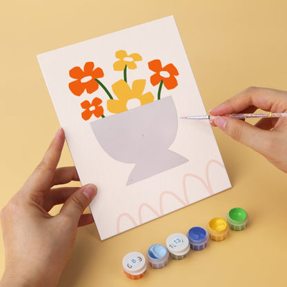 6 Wooden Board Mini Paintings – Vase Full of Blooms