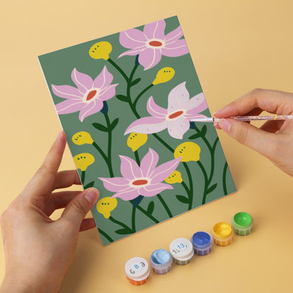 6 Wooden Board Mini Paintings – Bold Blooms
