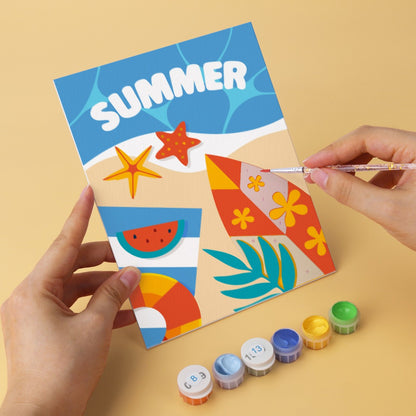 6 Wooden Board Mini Paintings – Summer Sunset Story