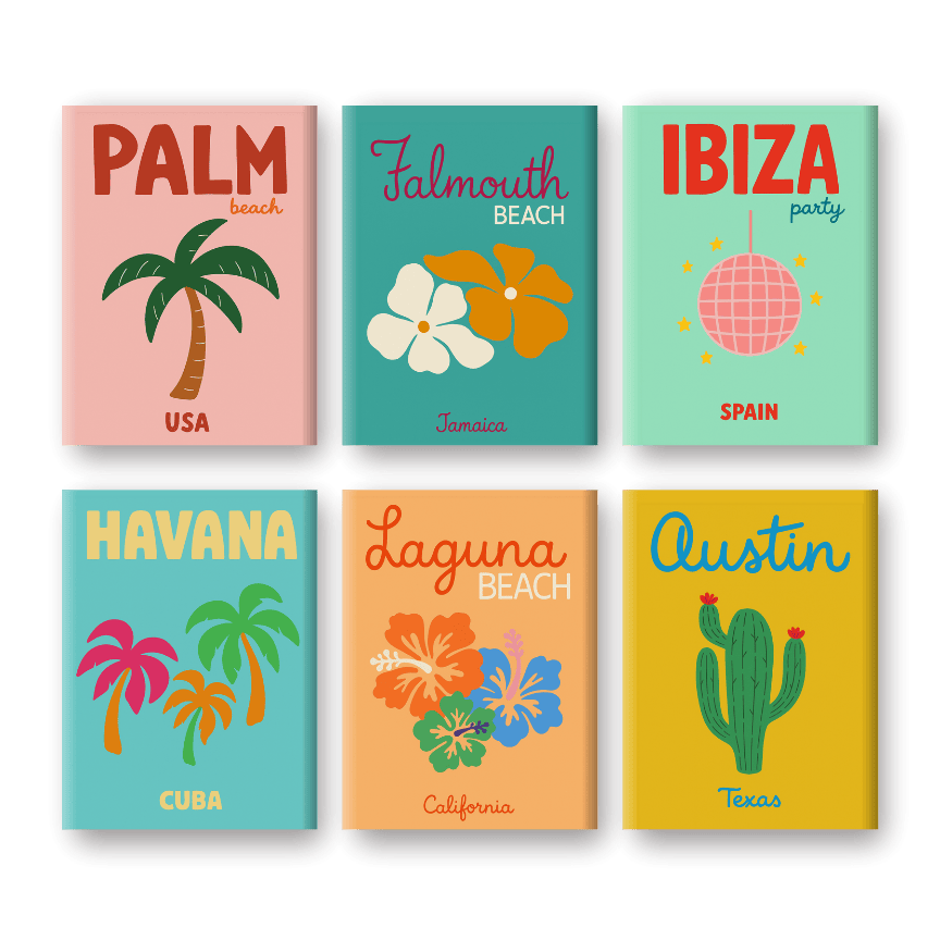 6 Mini Paintings - Beach & Summer Set-Paint by numbers