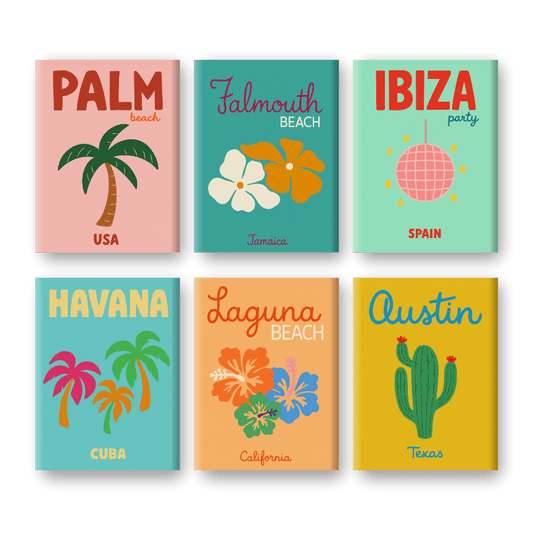6 Mini Quadri - Set Spiaggia ed Estate-Dipingi con i Numeri