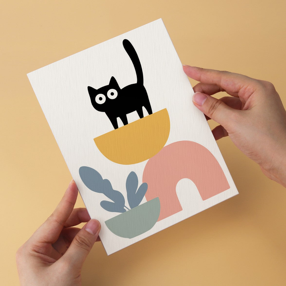 6 Wooden Board Mini Paintings – Cats Among Plants