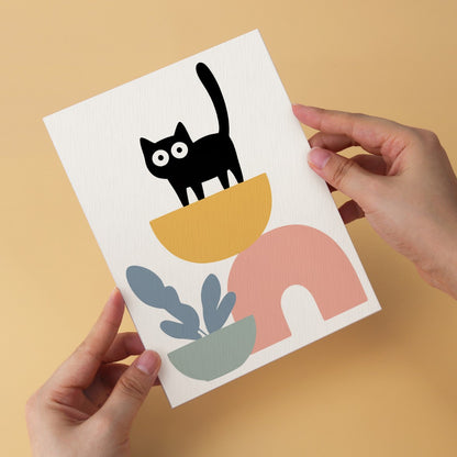 6 Wooden Board Mini Paintings – Cats Among Plants