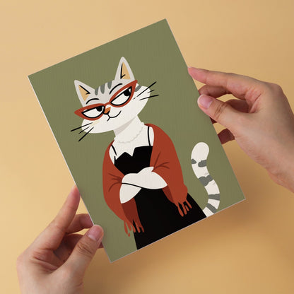 6 Wooden Board Mini Paintings – Fashionable Felines