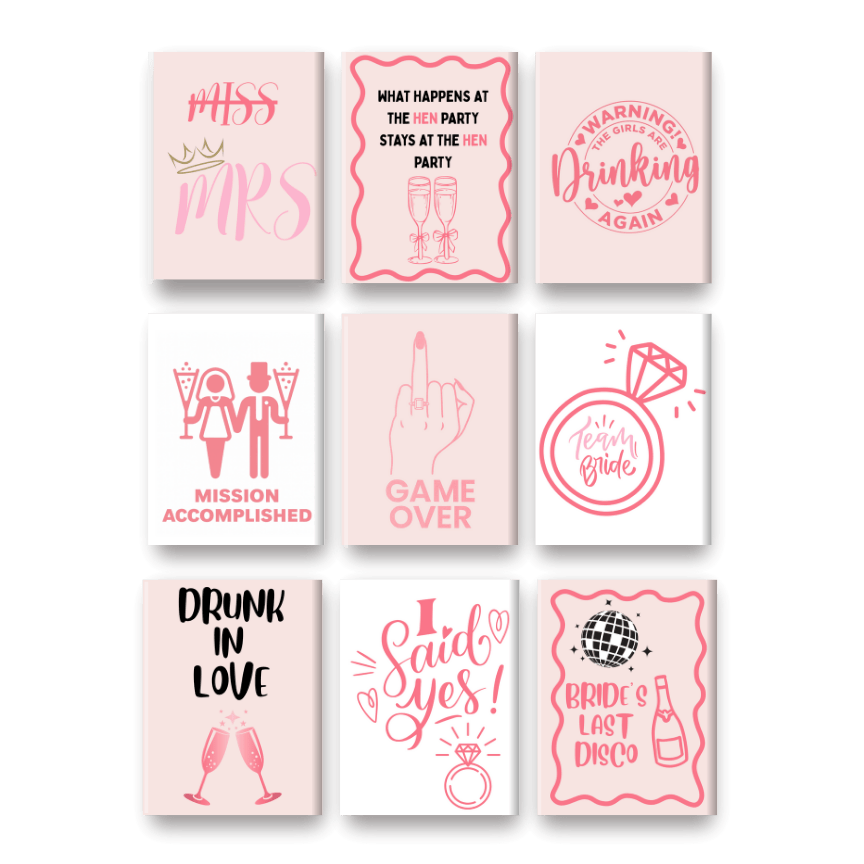 9 Mini Paintings – Bachelorette Set-Paint by numbers