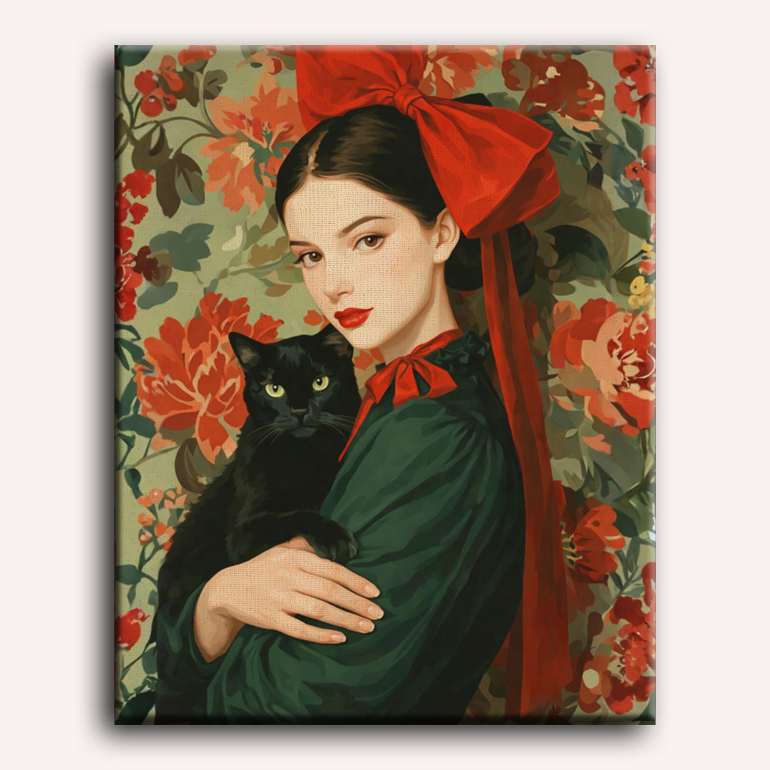 A red bow girl | Paint by Number