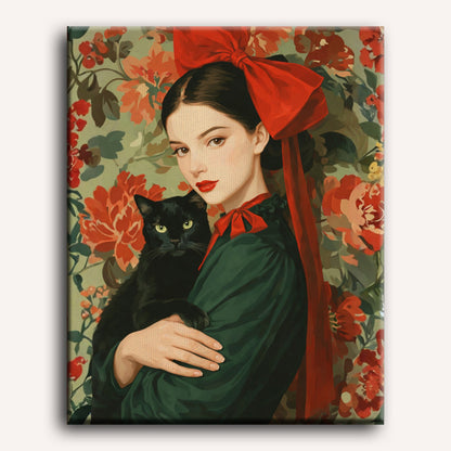 A red bow girl | Paint by Number