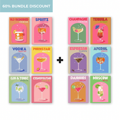 Paint by numbers - 12 Mini Paintings | Colorful Cocktail Bundle
