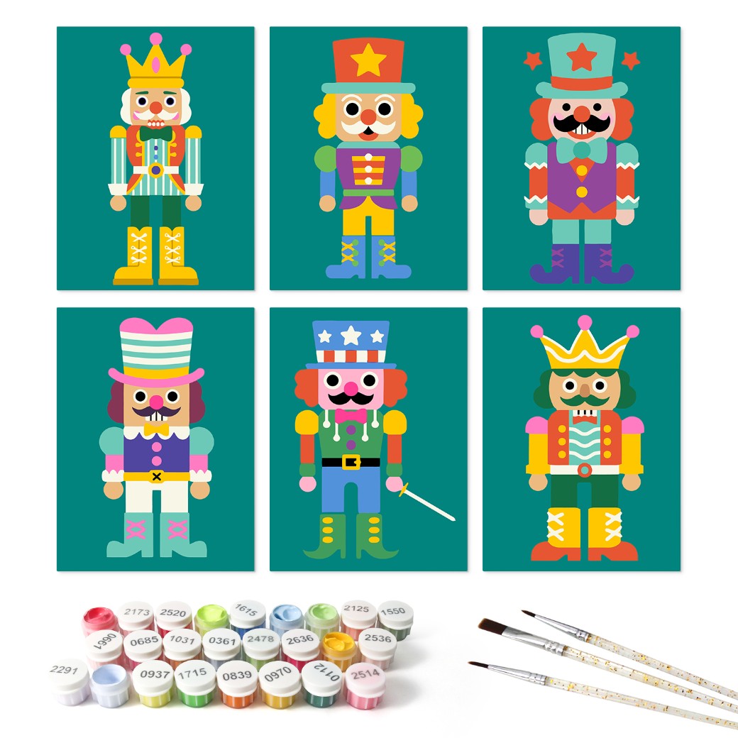 6 Wooden Board Mini Paintings – Nutcracker Parade Set - Paint by numbers