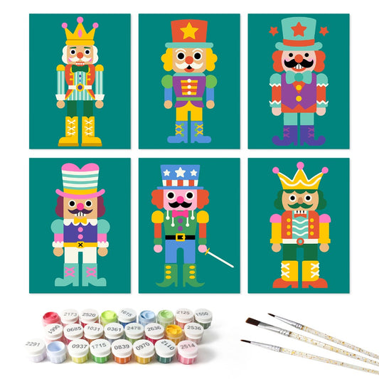 6 Wooden Board Mini Paintings – Nutcracker Parade Set - Paint by numbers