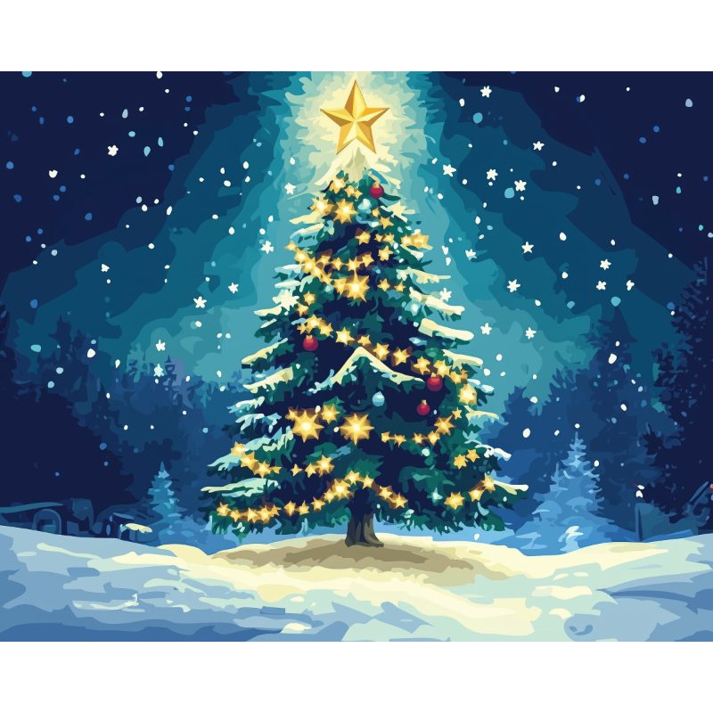Beautiful Christmas Tree | Paint by Numbers-Paint by numbers