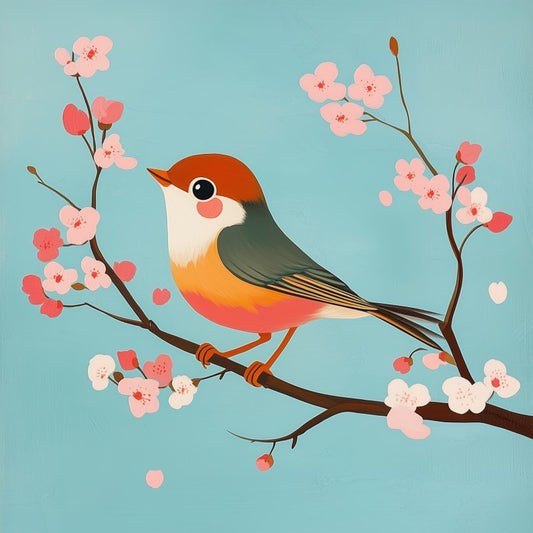 Mini Paint by Number with Frame - Bird on a Branch-Paint by numbers