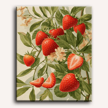 Blooming Strawberries | Paint by Number