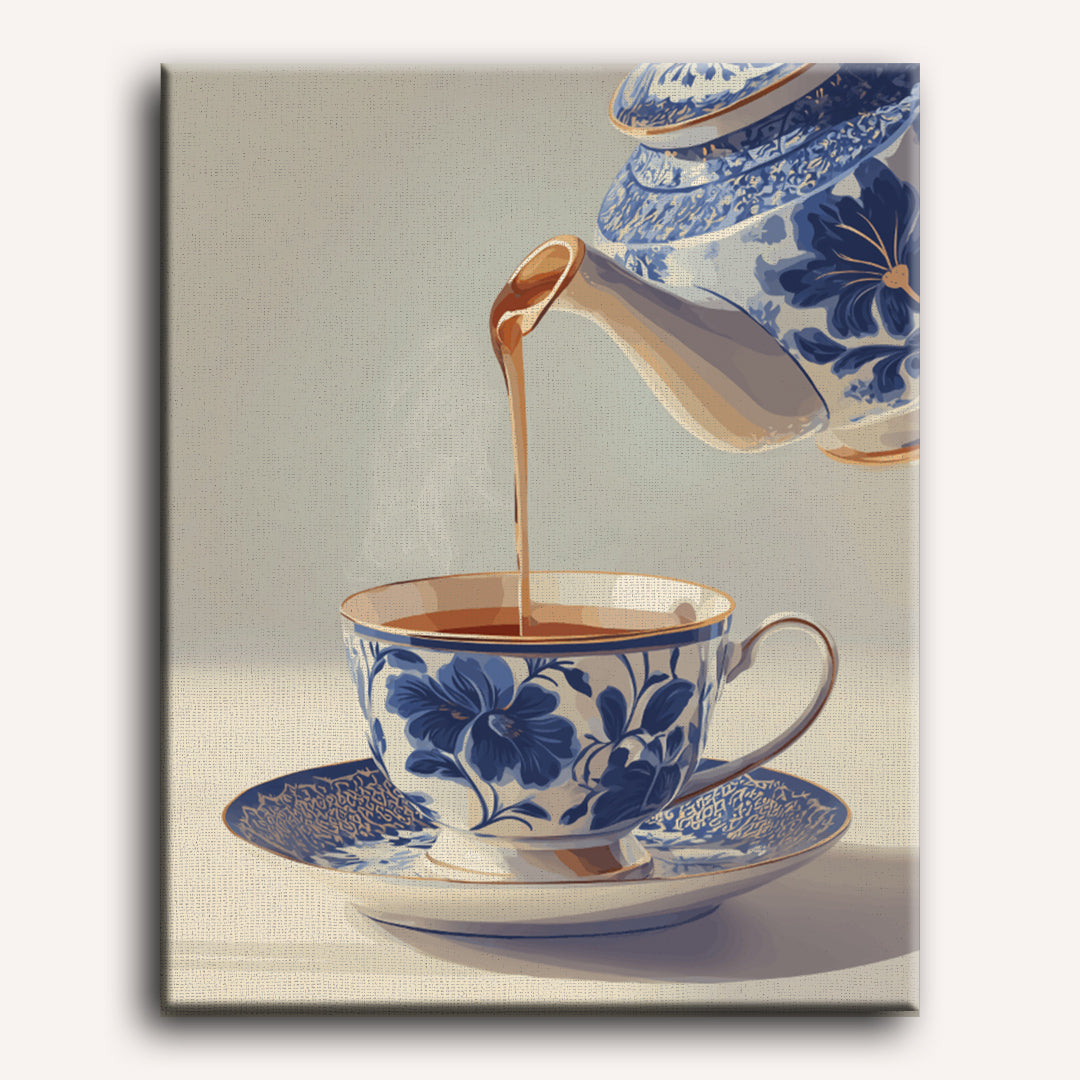 Blue Porcelain Teacup | Paint by Number