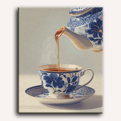 Blue Porcelain Teacup | Paint by Number