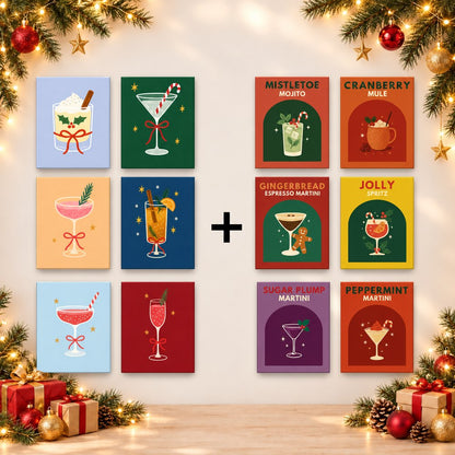 12 mini-peintures | Lot Cocktails de Noël