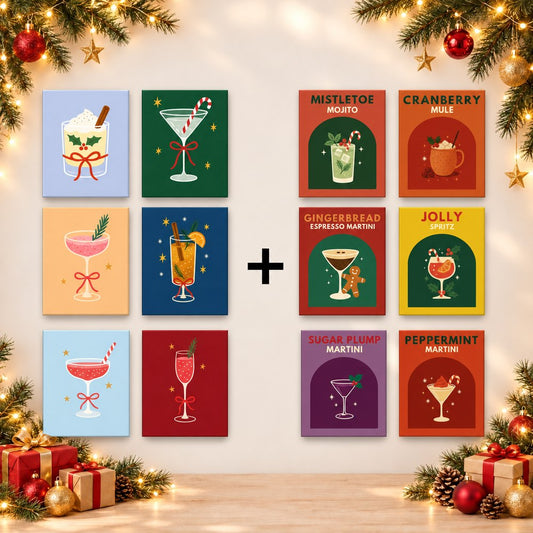 12 mini-peintures | Lot Cocktails de Noël