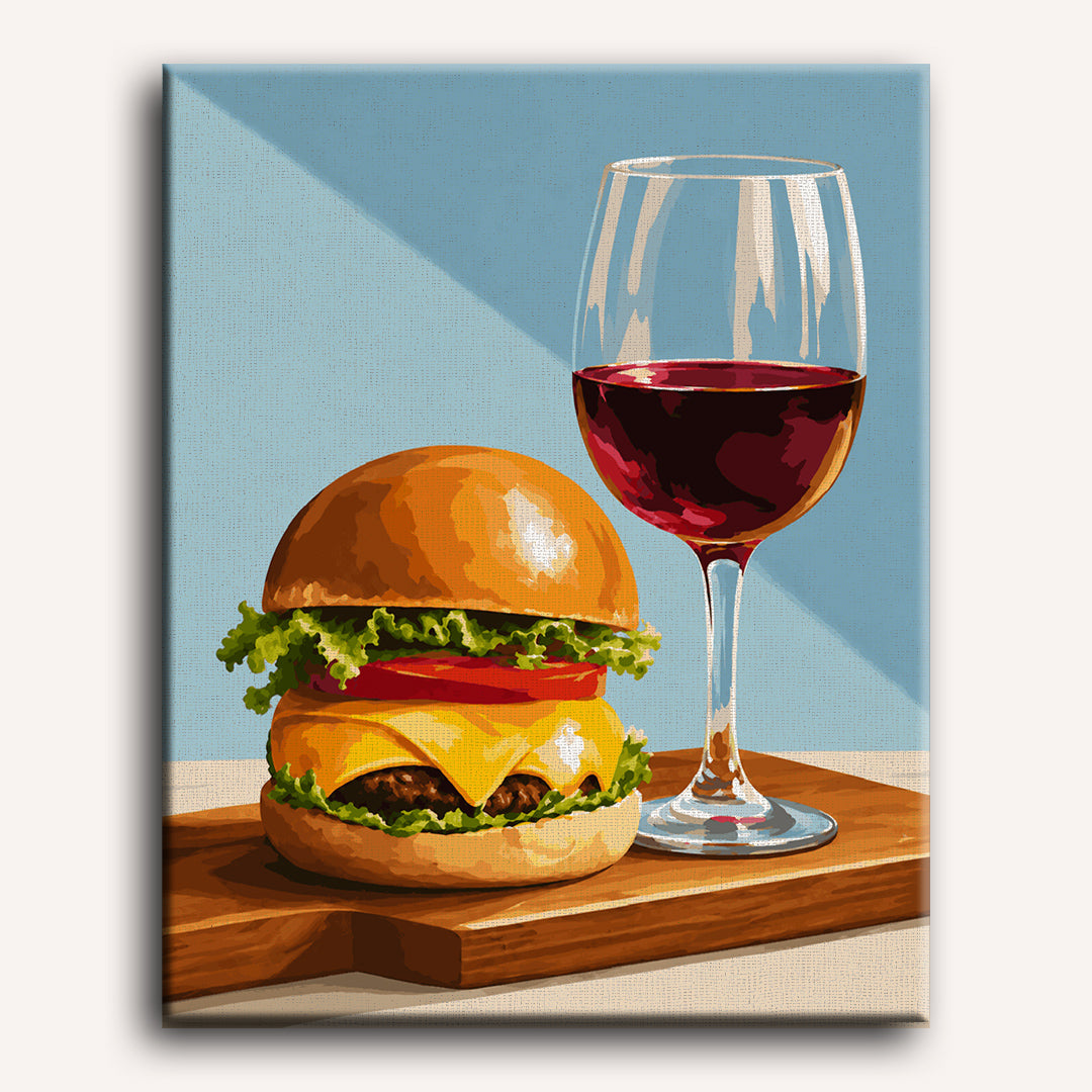 Burger and Wine | Paint by Number