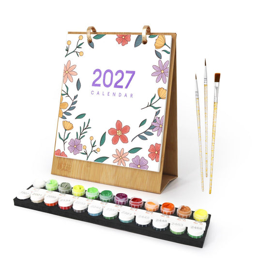 2027 Paint by Numbers Desk Calendar | Flowers Edition- Paint by Numbers