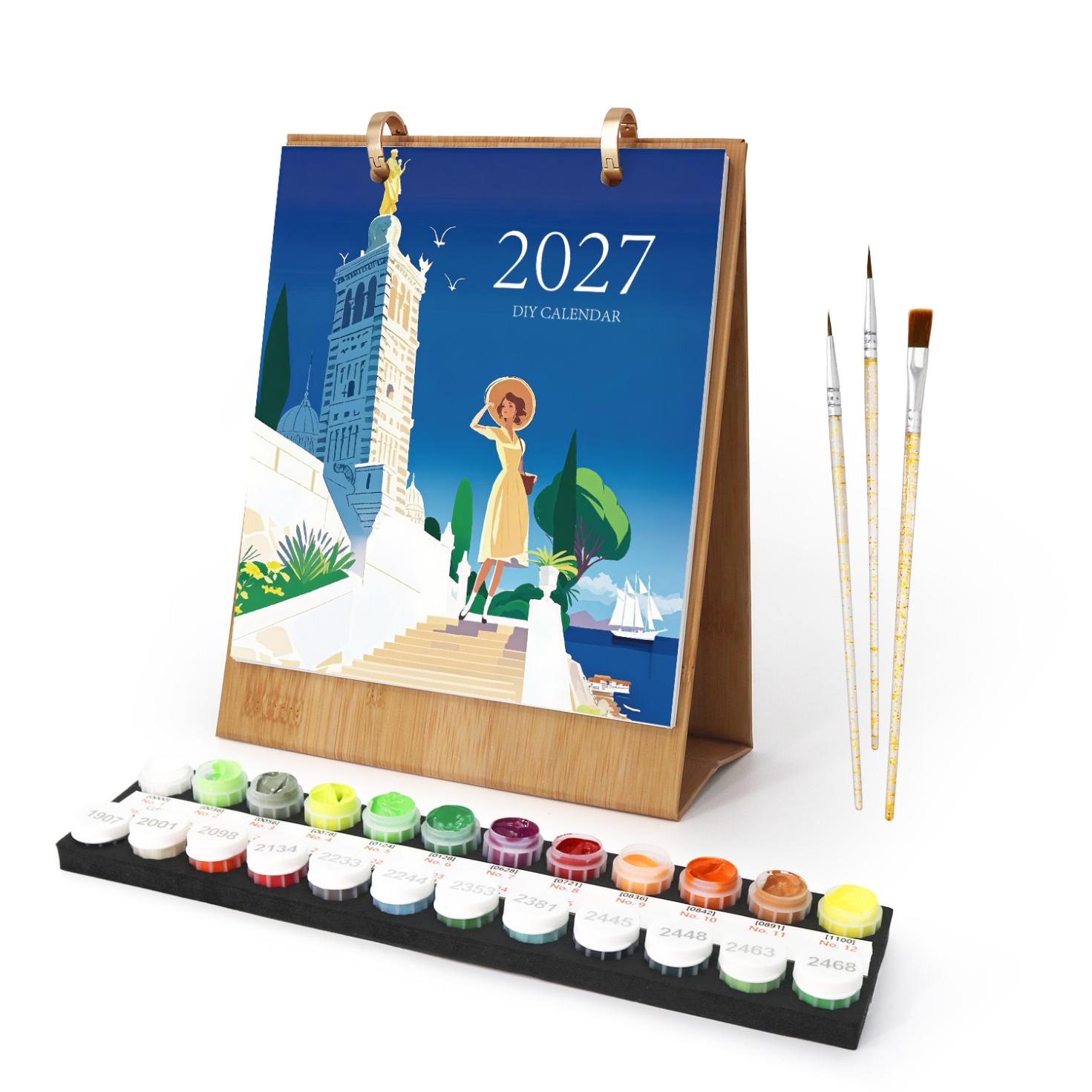 2027 Paint by Numbers Desk Calendar | World Trip Edition- Paint by Numbers