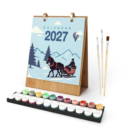 2027 Paint by Numbers Desk Calendar | Vintage Travel Edition- Paint by Numbers