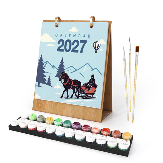 2027 Paint by Numbers Desk Calendar | Vintage Travel Edition- Paint by Numbers