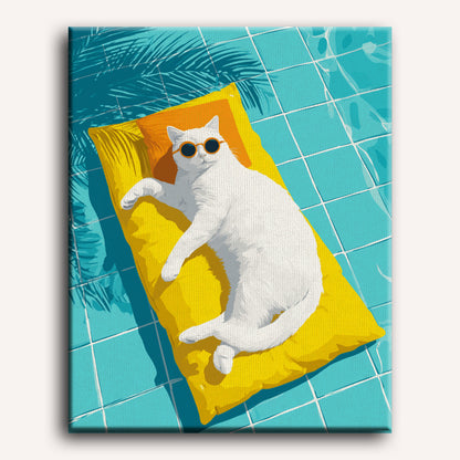 Cat by the Pool | Paint by Number