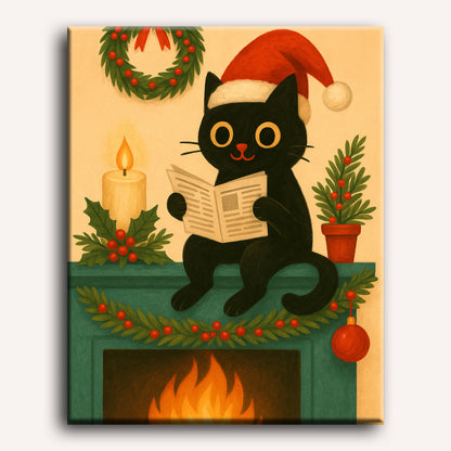 A cat by the fireplace | Paint by Number