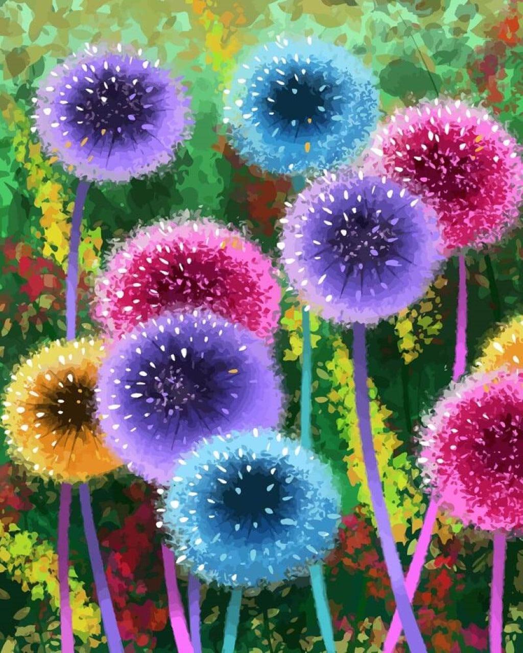 Colorful Dandelions | Paint by Numbers-Paint by numbers