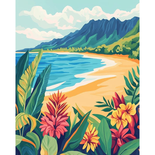 Colorful Beach Landscape | Paint by Numbers-Paint by numbers