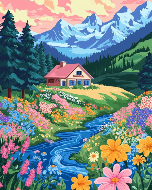 Colorful House in the Forest 2 | Paint by Numbers-Paint by numbers