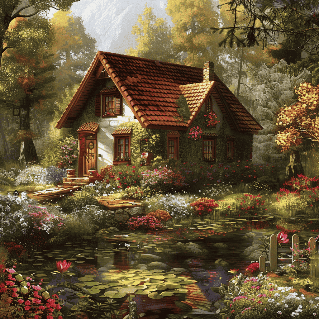 Cozy Cottage in the Woods - Diamond Painting