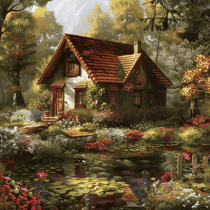 Cozy Cottage in the Woods - Diamond Painting