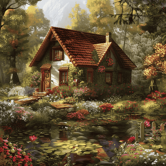 Cozy Cottage in the Woods - Diamond Painting