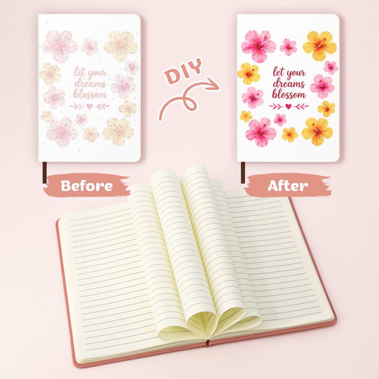 Paint by Number Notebook - Tropical Blossoms
