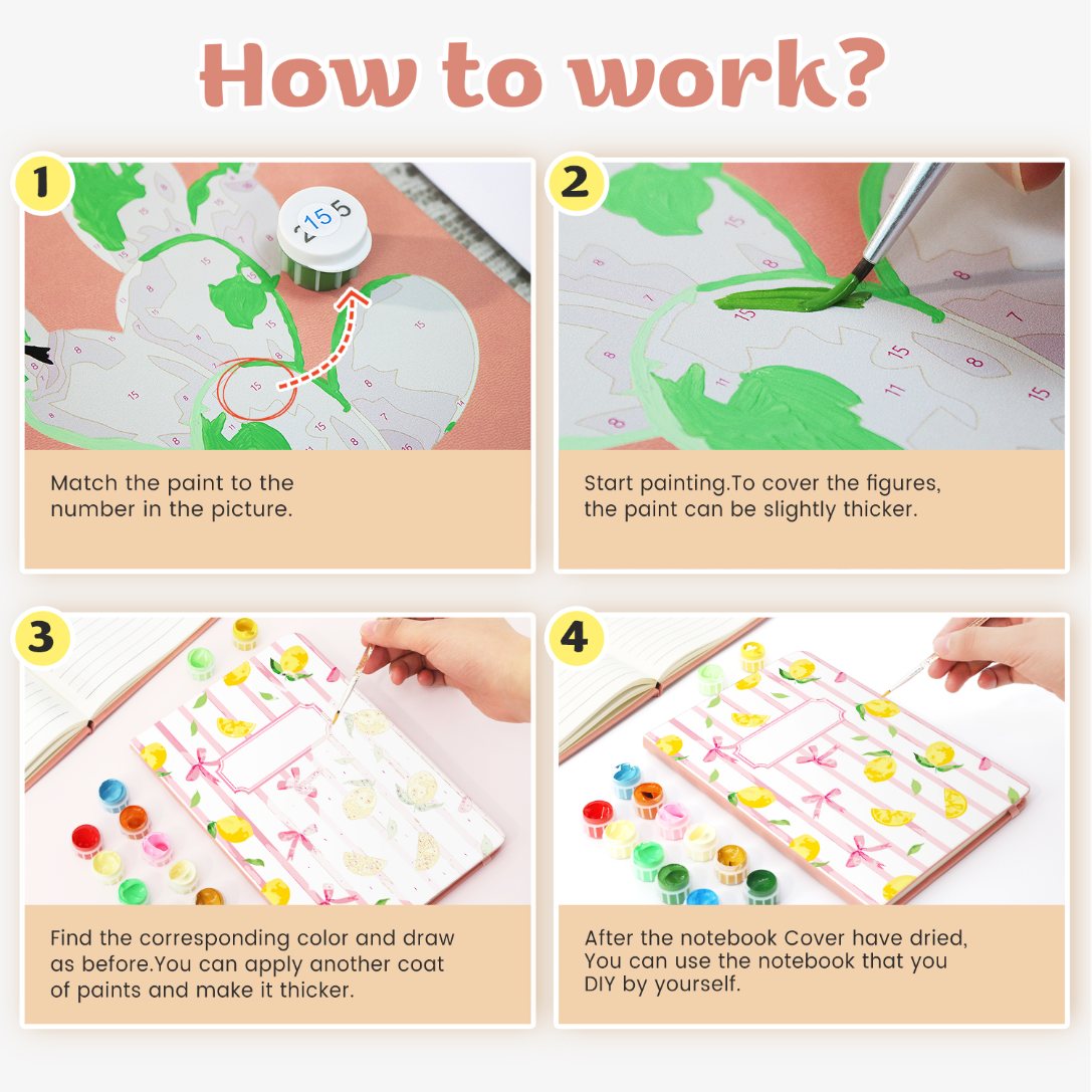 Paint by Number Notebook - Lemon Bows