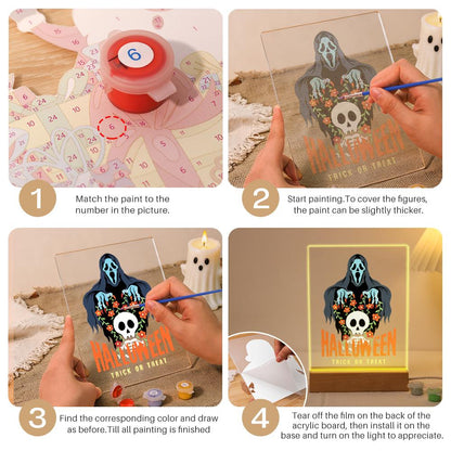 Paint by Number Halloween Lamp - Haunted Skull Halloween
