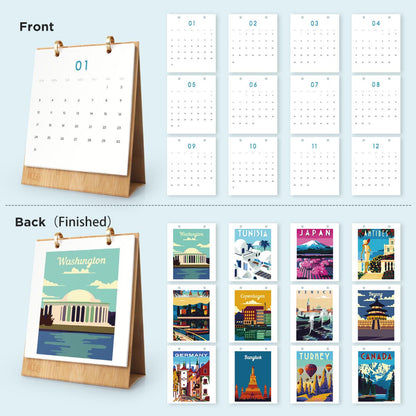 2027 Paint by Numbers Desk Calendar | World Trip Edition