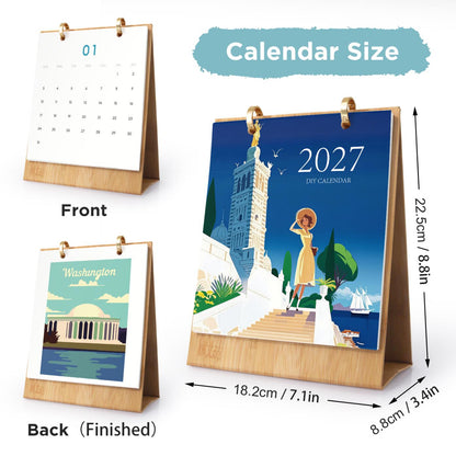 2027 Paint by Numbers Desk Calendar | World Trip Edition