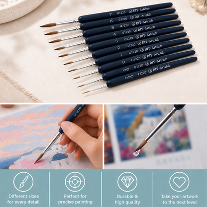 Premium Quality Paint Brush Set 10 Pieces | Paint by Numbers